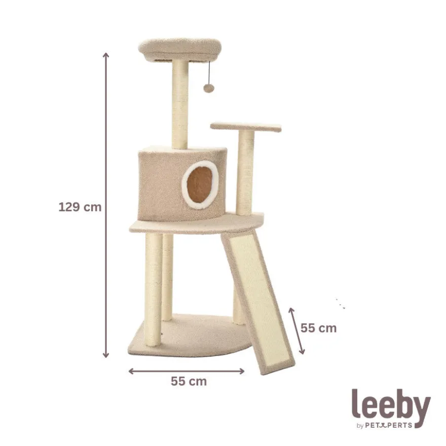Leeby Boucle Collection Árbol rascador con cama nido y rampa para gatos
