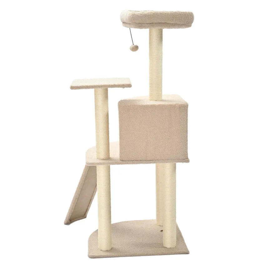 Leeby Boucle Collection Árbol rascador con cama nido y rampa para gatos