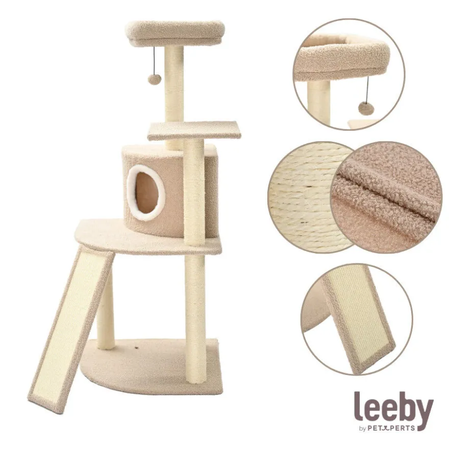 Leeby Boucle Collection Árbol rascador con cama nido y rampa para gatos