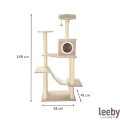 Leeby Boucle Collection Árbol rascador con cama nido y puente para gatos