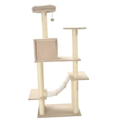 Leeby Boucle Collection Árbol rascador con cama nido y puente para gatos