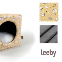 Leeby Cama Cueva Estampado Cómic Amarillo para gatos