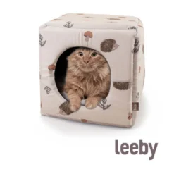 Leeby Cama Cueva Estampado de Erizos para gatos