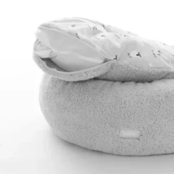 Leeby cama de pelo gris con ovejitas desenfundable para cachorros