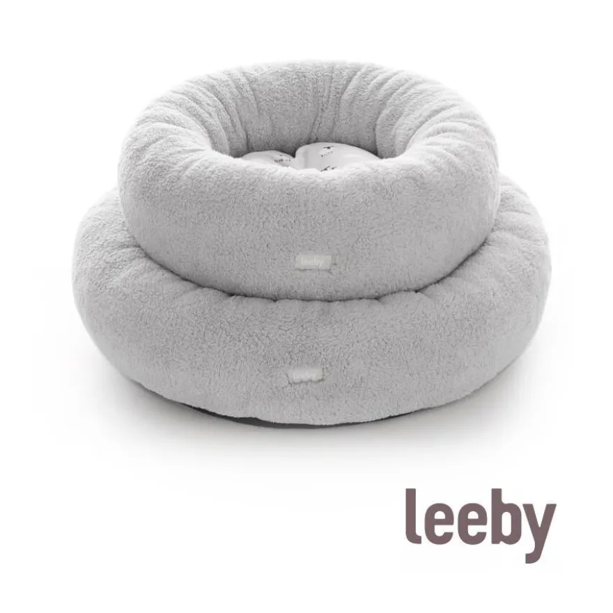 Leeby cama de pelo gris con ovejitas desenfundable para cachorros