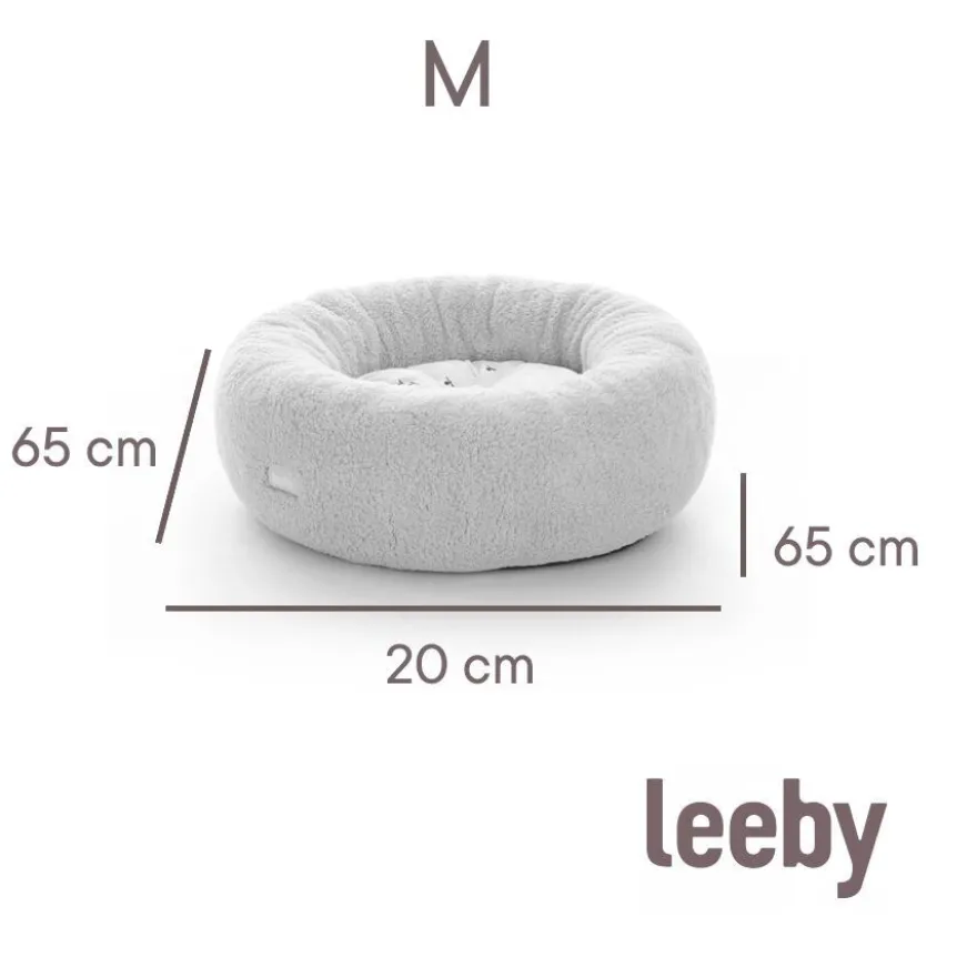 Leeby cama de pelo gris con ovejitas desenfundable para cachorros