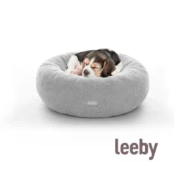 Leeby cama de pelo gris con ovejitas desenfundable para cachorros