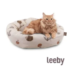 Leeby Cama Donut Antideslizante Blanca con Erizos para gatos