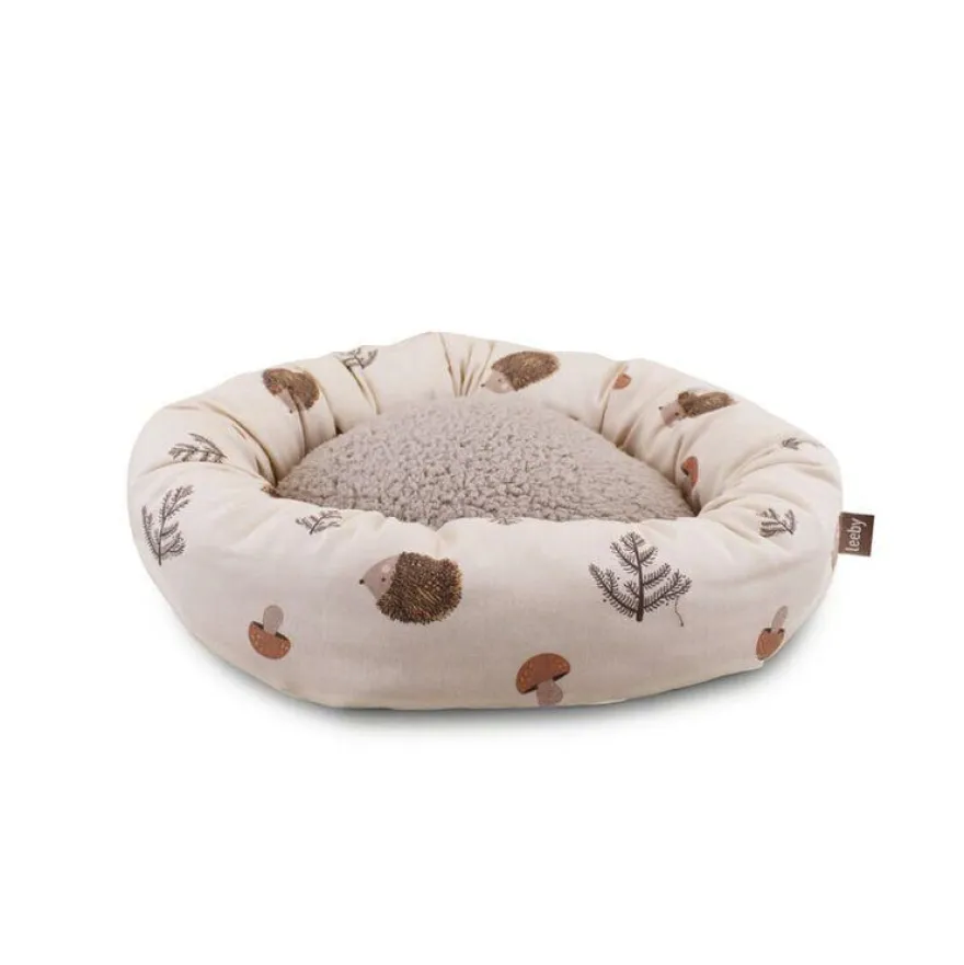 Leeby Cama Donut Antideslizante Blanca con Erizos para gatos