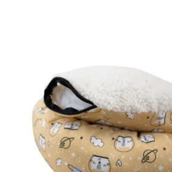 Leeby Cama Donut Antideslizante Estampado Comic Amarillo para gatos