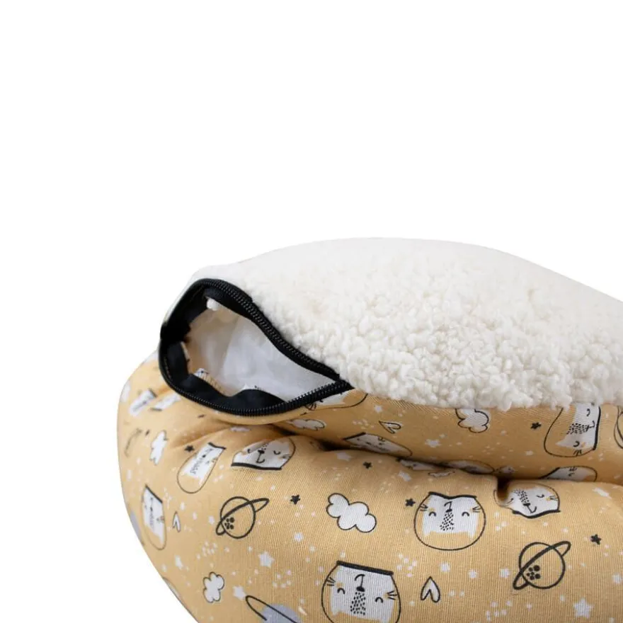 Leeby Cama Donut Antideslizante Estampado Comic Amarillo para gatos