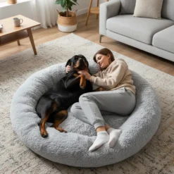 Leeby Cama Donut Anti Estrés XXL Gris para personas y perros