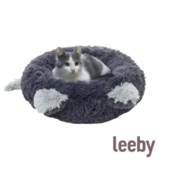 Leeby Cama Donut con Oreja y Cola Gris para gatos
