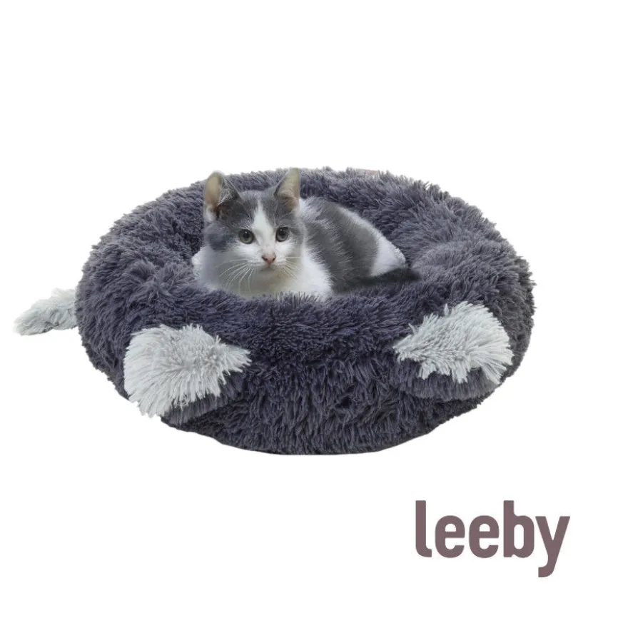 Leeby Cama Donut con Oreja y Cola Gris para gatos