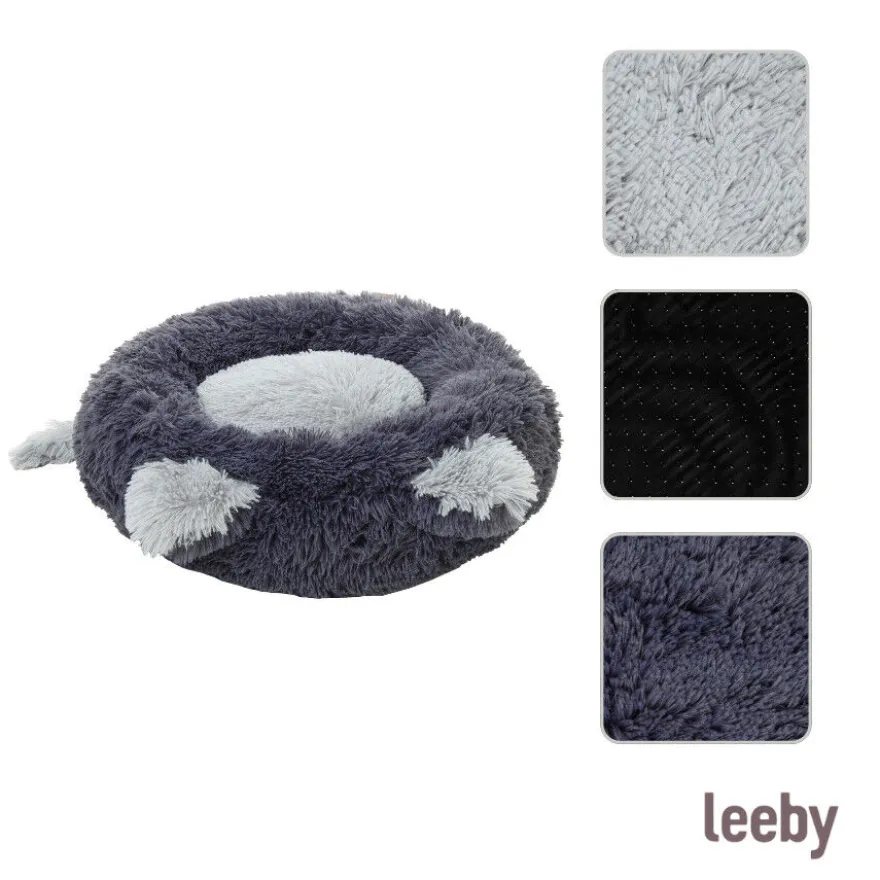 Leeby Cama Donut con Oreja y Cola Gris para gatos