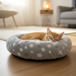 Leeby Cama Donut Estrella Gris para gatos