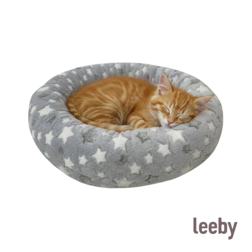 Leeby Cama Donut Estrella Gris para gatos