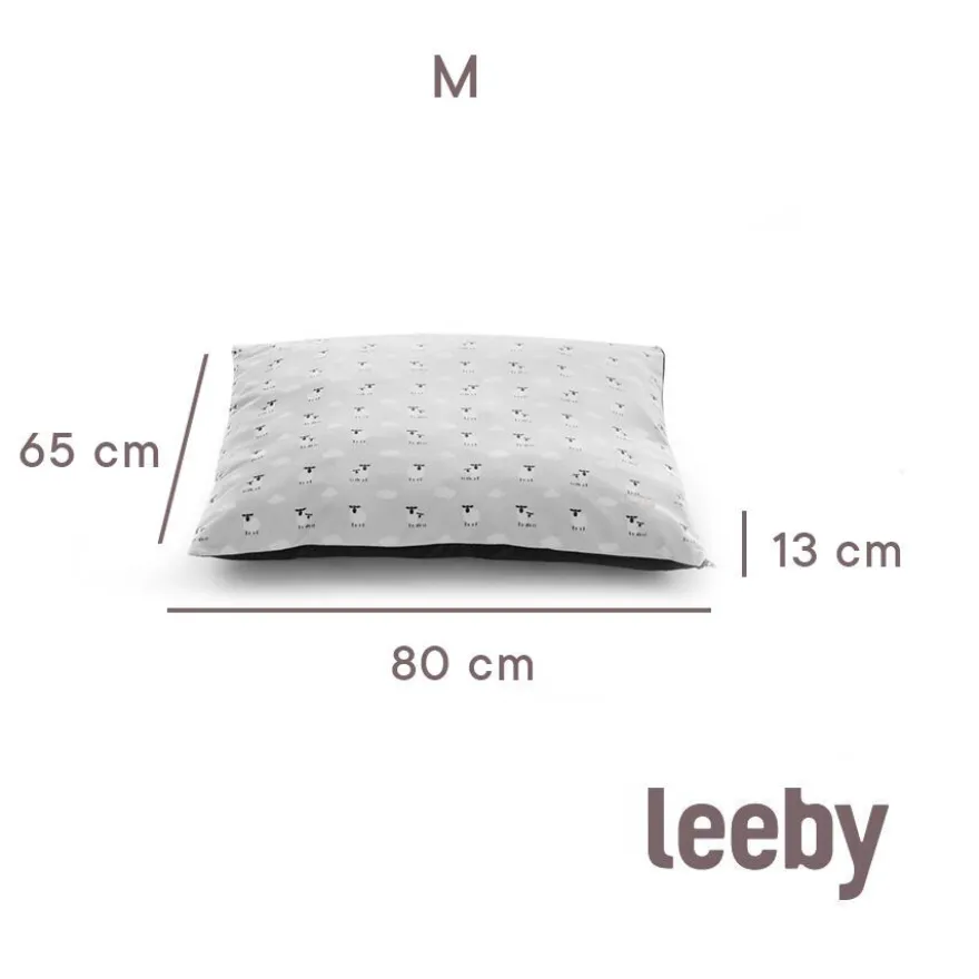 Leeby Cama gris con ovejitas desenfundable para cachorros