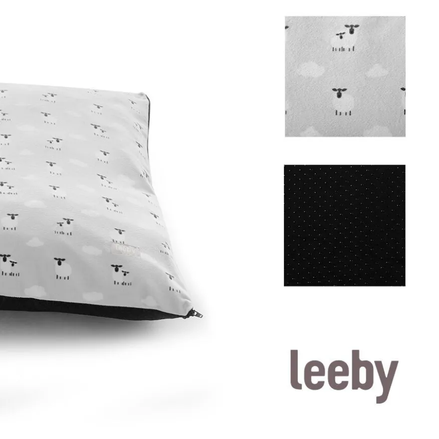 Leeby Cama gris con ovejitas desenfundable para cachorros