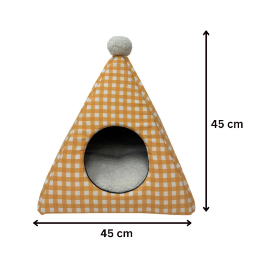 Leeby Cama Pirámide Vichy Naranja para gatos