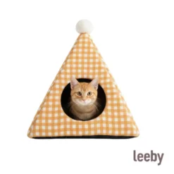 Leeby Cama Pirámide Vichy Naranja para gatos