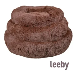 Leeby Cama Redonda Antiestrés Marrón para perros