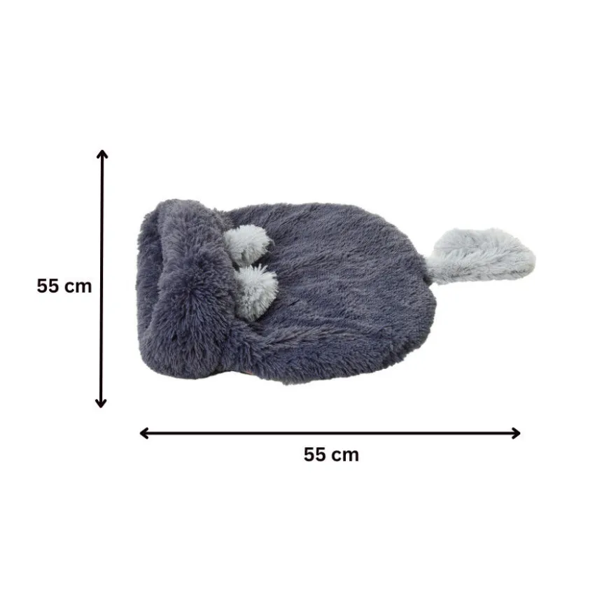 Leeby Cama Saco con Oreja y Cola Gris para gatos