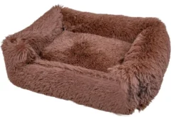 Leeby Cama Suave Antiestrés de Pelo Marrón para perros