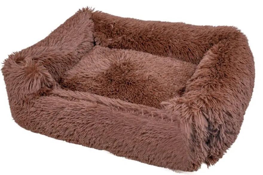 Leeby Cama Suave Antiestrés de Pelo Marrón para perros