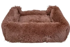 Leeby Cama Suave Antiestrés de Pelo Marrón para perros