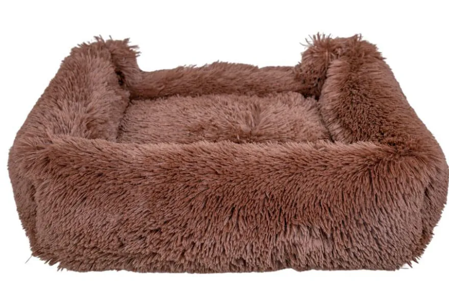 Leeby Cama Suave Antiestrés de Pelo Marrón para perros