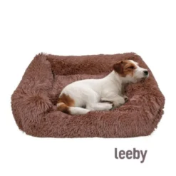 Leeby Cama Suave Antiestrés de Pelo Marrón para perros