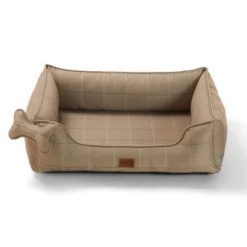 Leeby cama viscoelástica marrón rayas para perros
