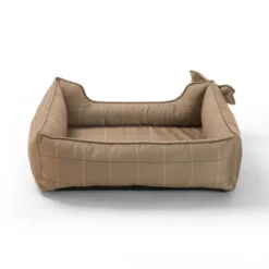 Leeby cama viscoelástica marrón rayas para perros
