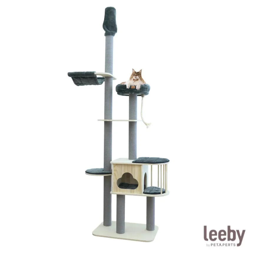 Leeby Cloud Collection torre rascador de techo con cama y juguete para gatos