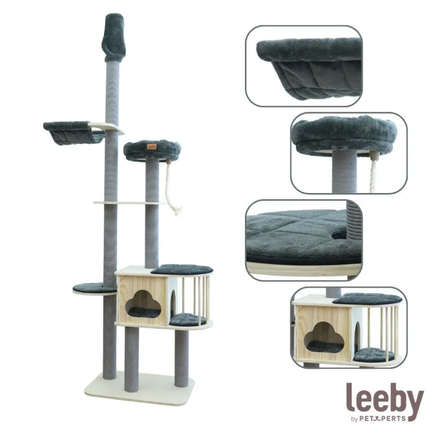 Leeby Cloud Collection torre rascador de techo con cama y juguete para gatos