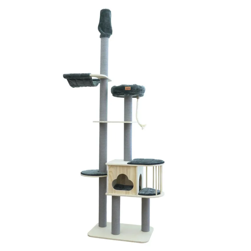Leeby Cloud Collection torre rascador de techo con cama y juguete para gatos