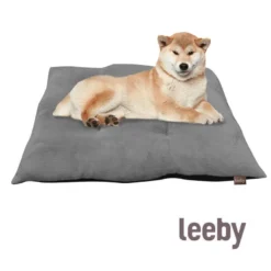 Leeby Cojín Acolchado de Terciopelo Gris para perros