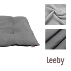 Leeby Cojín Acolchado de Terciopelo Gris para perros