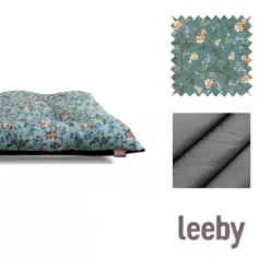 Leeby Cojín Acolchado Turquesa de Flores para perros