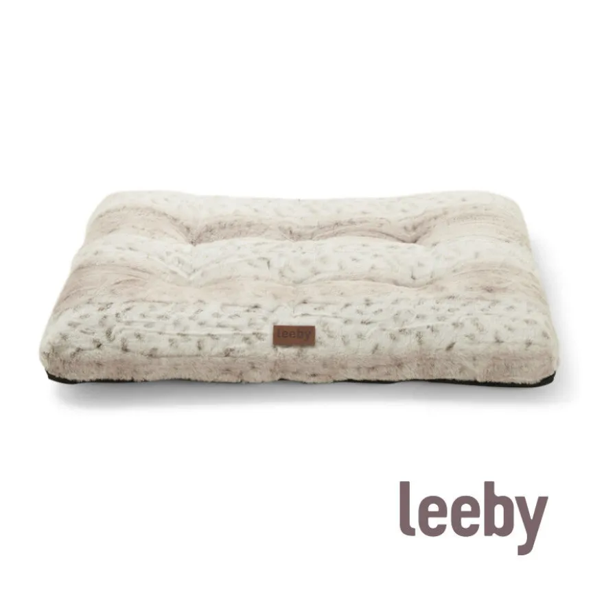 Leeby colchón suave leopardo print para perros