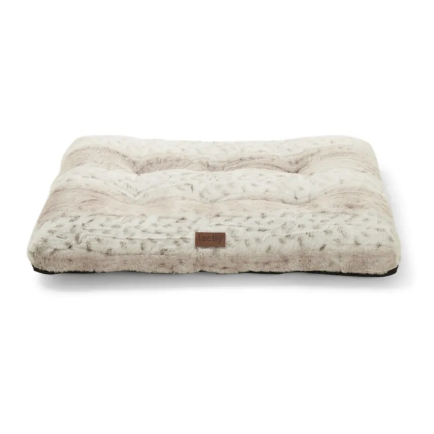 Leeby colchón suave leopardo print para perros