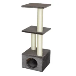 Leeby Colette DoubPost torre rascador con cama nido gris para gatos