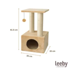 Leeby Colette Scratch rascador con cama nido y juguete beige para gatos