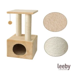 Leeby Colette Scratch rascador con cama nido y juguete beige para gatos