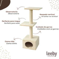 Leeby Colette torre rascador con cama nido beige para gatos