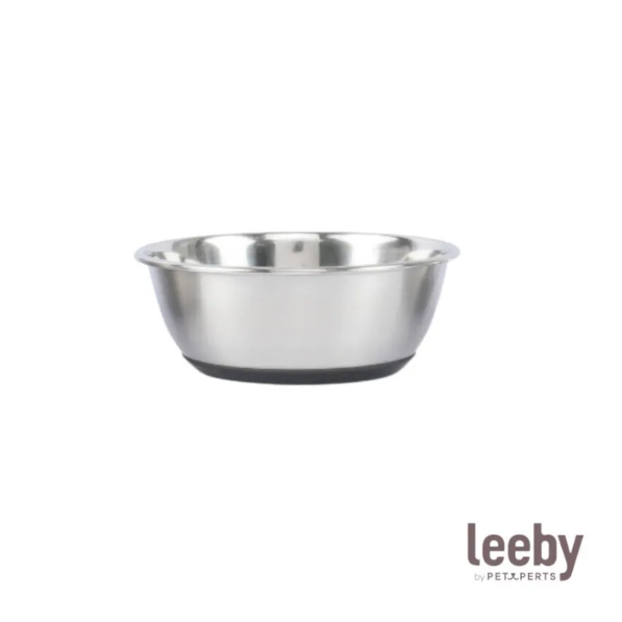 Leeby Comedero Acero Inoxidable con Base Goma para perros y gatos