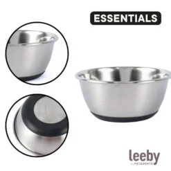 Leeby Comedero Acero Inoxidable con Base Goma para perros y gatos
