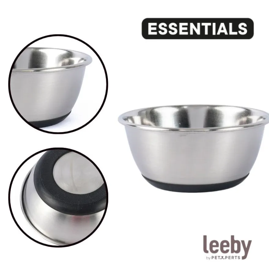 Leeby Comedero Acero Inoxidable con Base Goma para perros y gatos