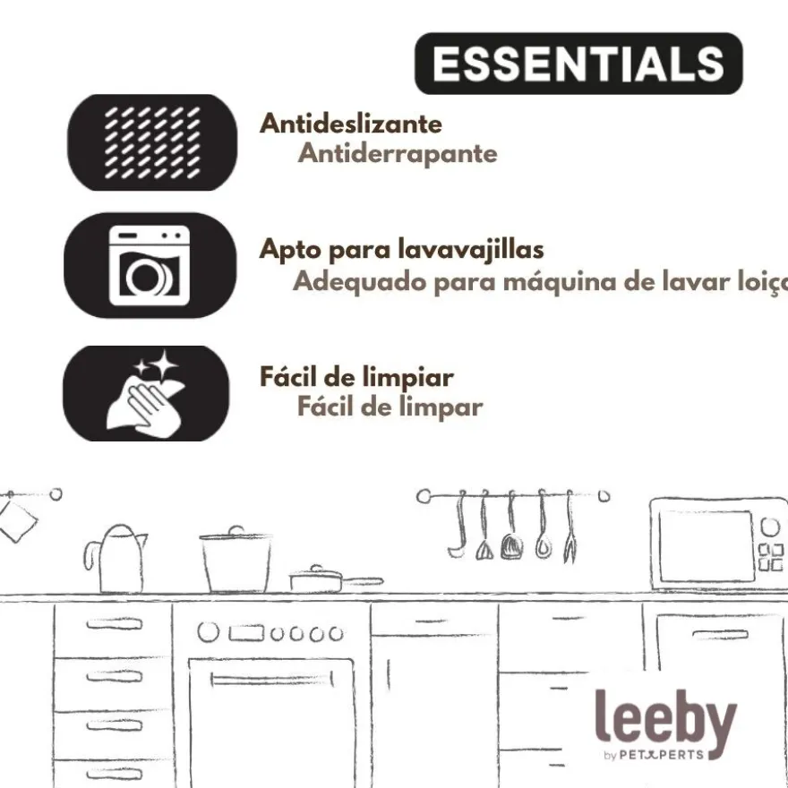 Leeby Comedero Acero Inoxidable con Base Goma para perros y gatos